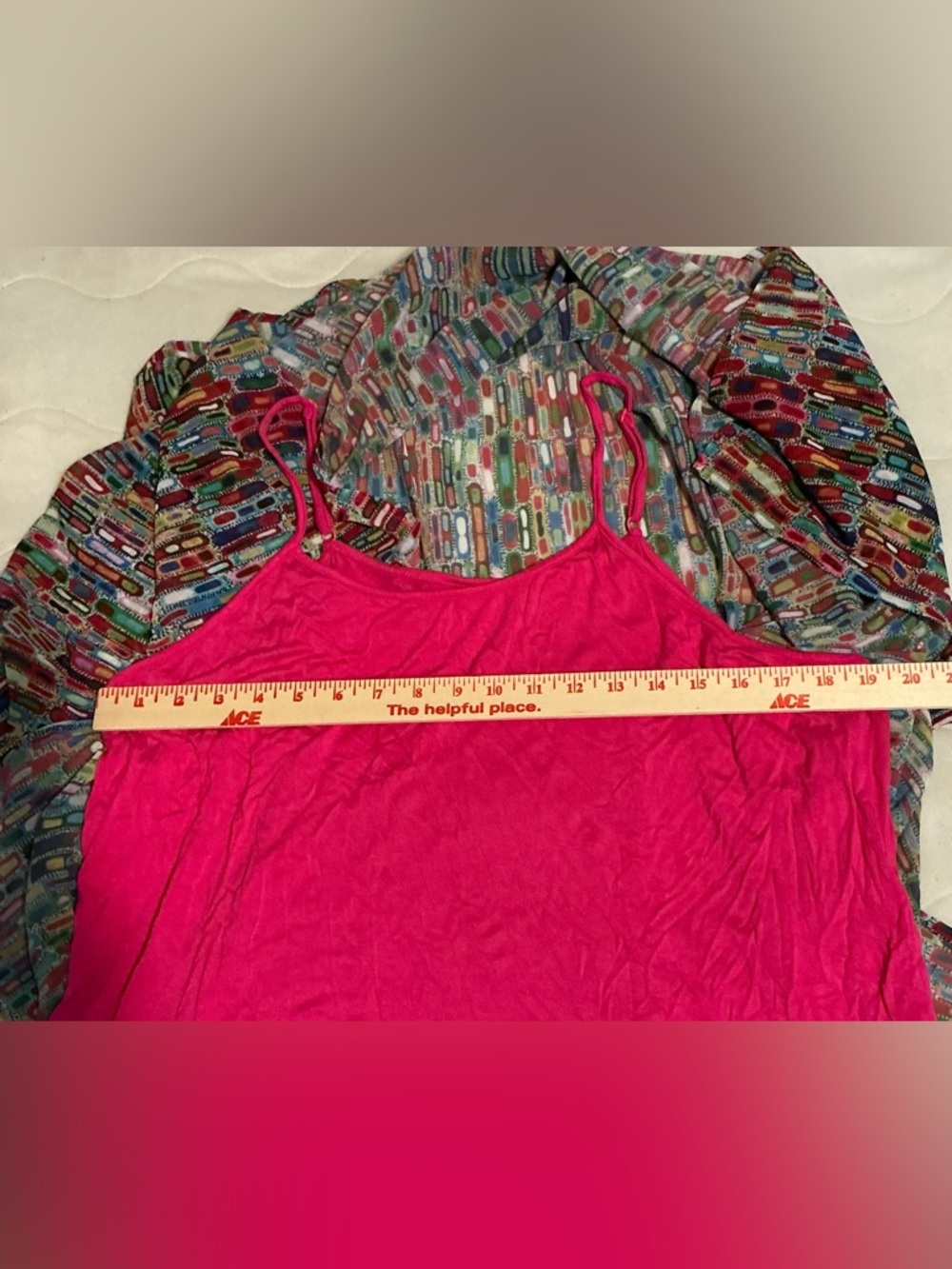 Ali Miles Geometric Flowy Sheer Top With Attached Pink Cami Tank Womens Size 2X - Picture 10 of 10